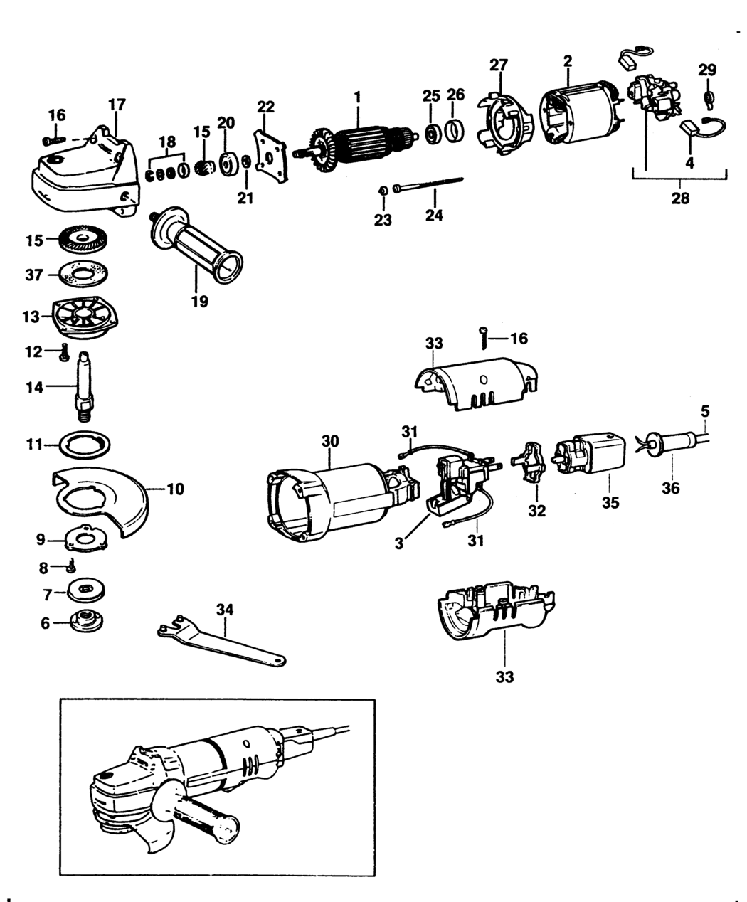 Elu WS72115 Type 1 Angle Grinder Spare Parts