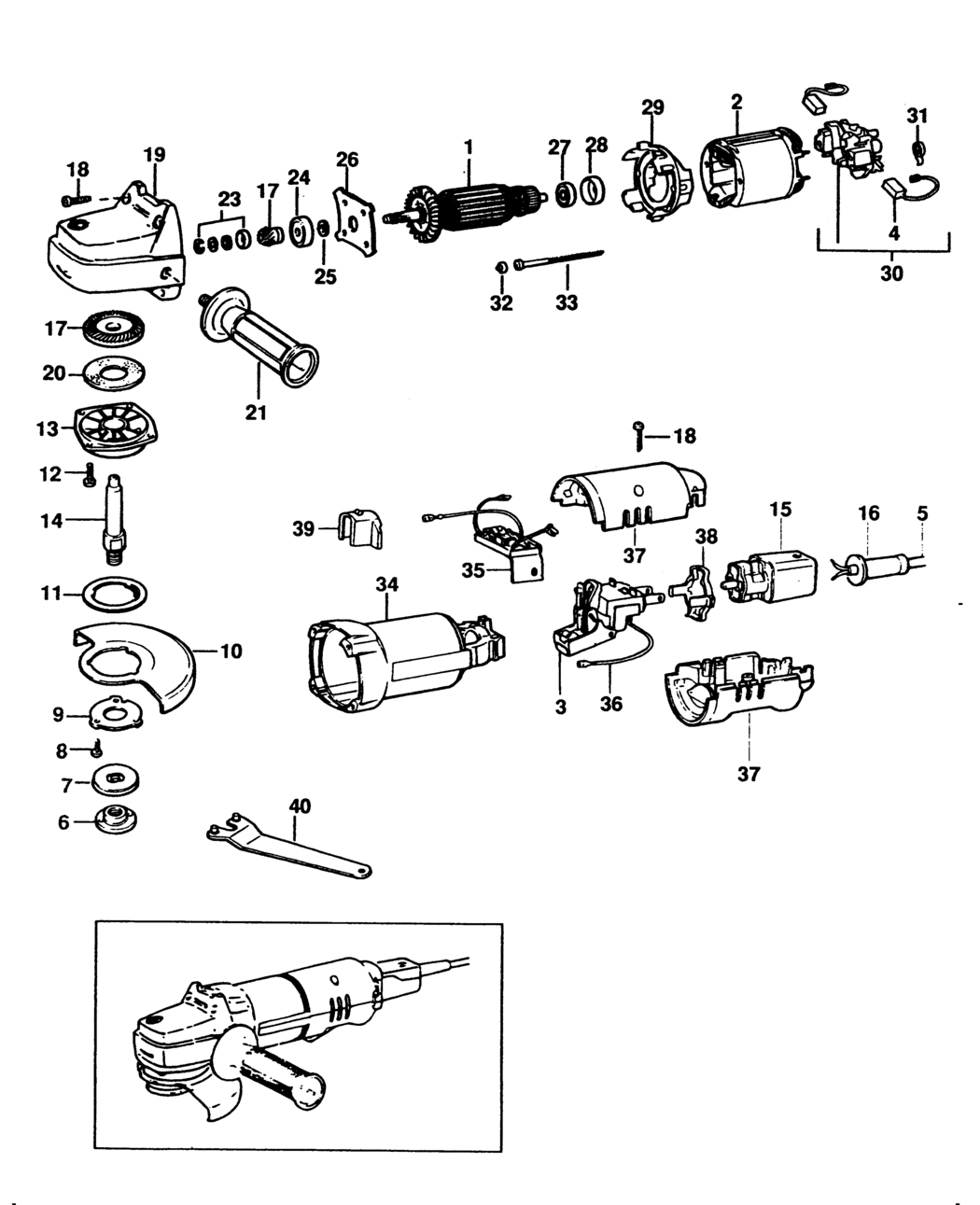 Elu WS90125C Type 1 Angle Grinder Spare Parts