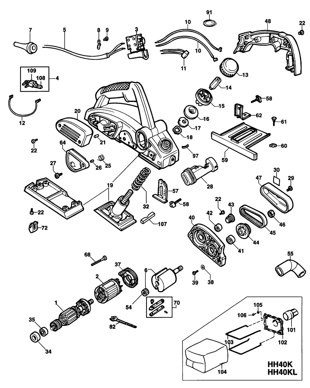 Elu HH40L Type 1 Planer Spare Parts