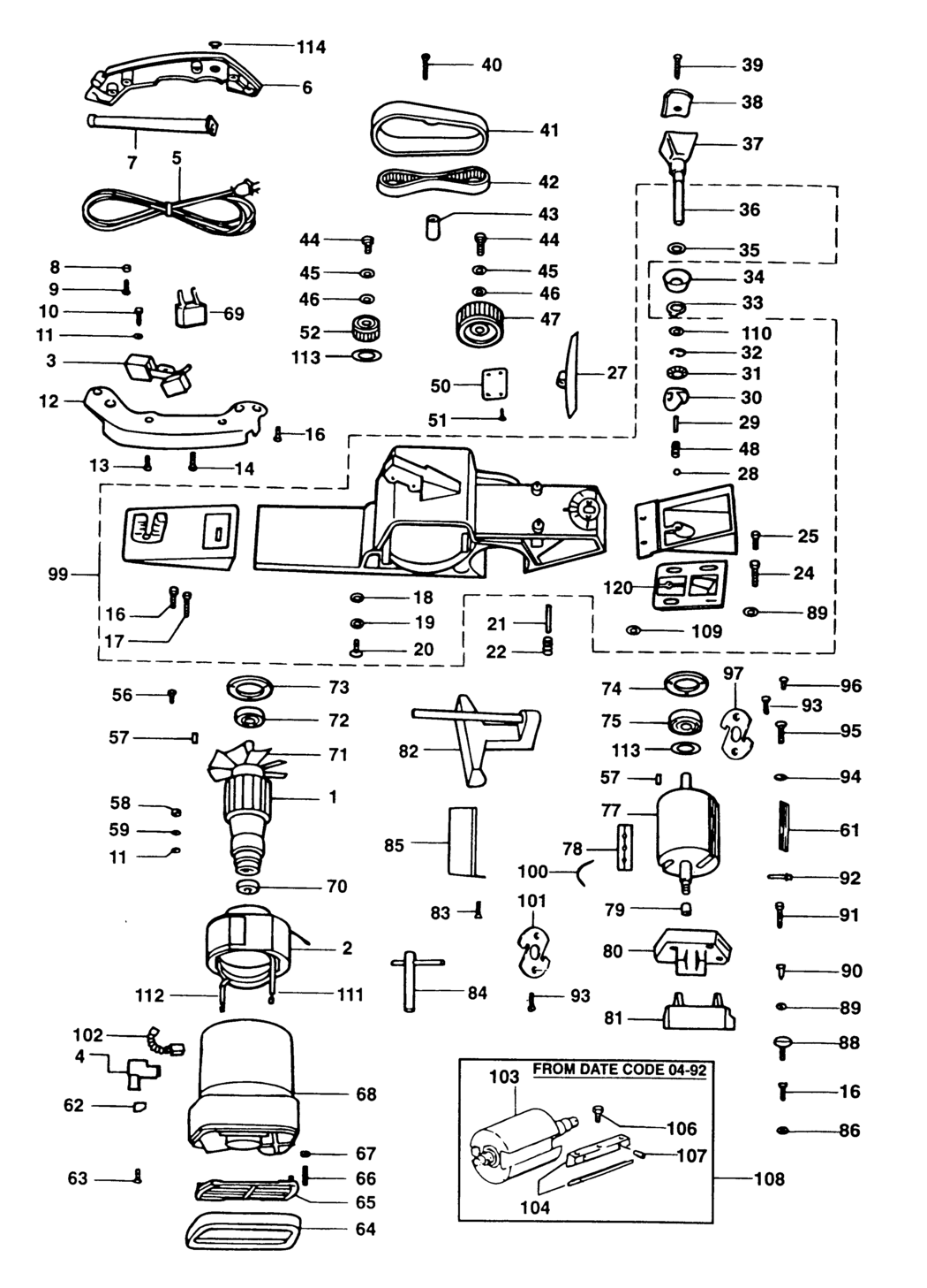 Elu MFF40 Type 1 Planer Spare Parts