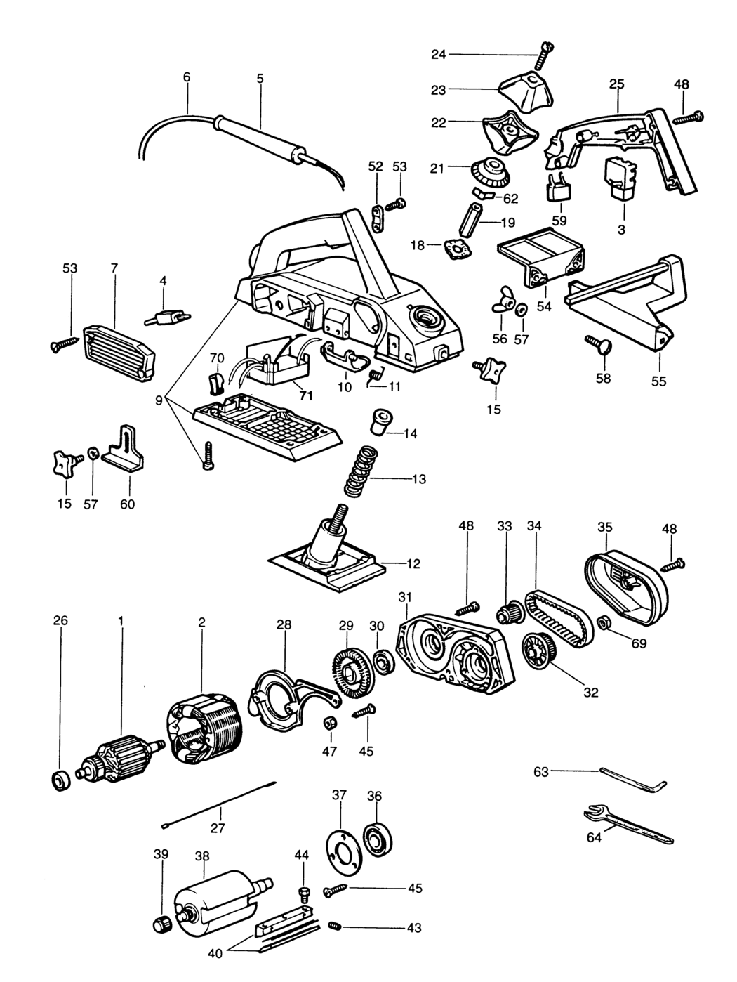 Elu MFF81E Type 1 Planer Spare Parts