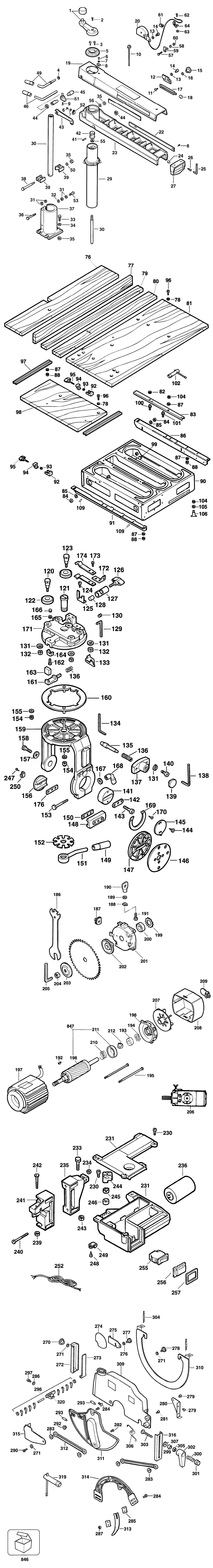 Elu RAS1251 Type 2 CE Radial Arm Saw Spare Parts