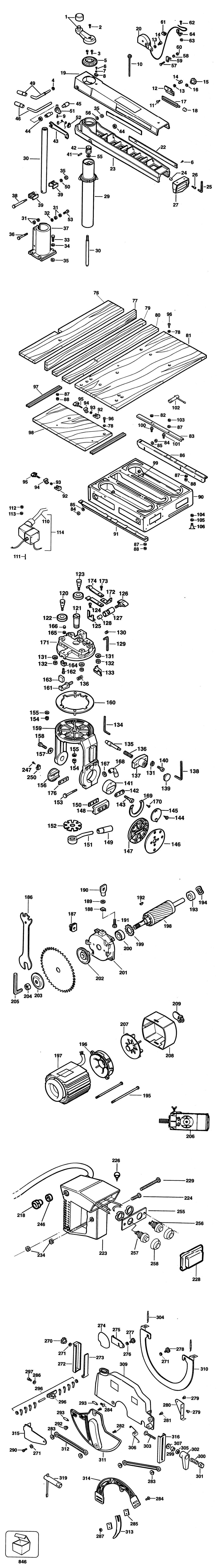 Elu RAS1253 Type 1 CE Radial Arm Saw Spare Parts