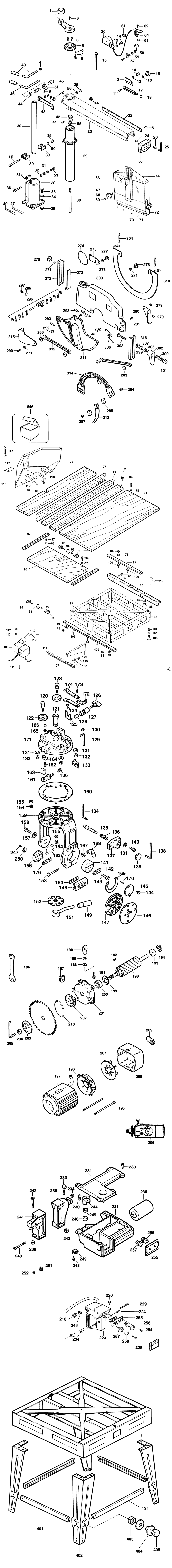 Elu RAS1501---B Type 1 Radial Arm Saw Spare Parts