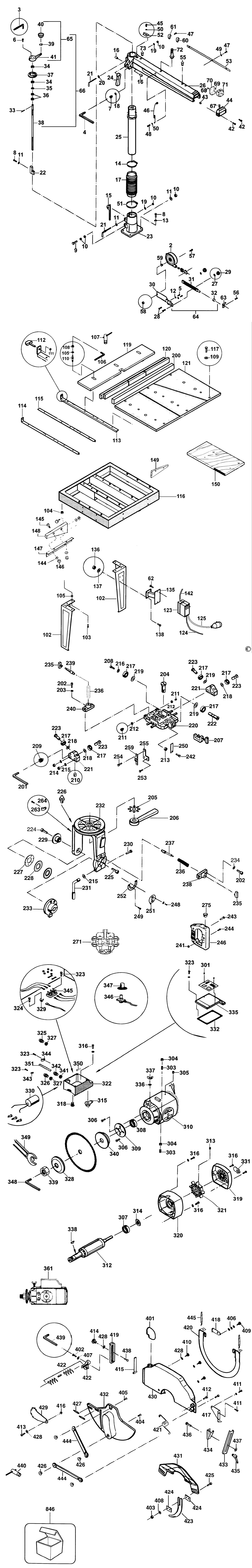 Elu RAS1601---B Type 1 Radial Arm Saw Spare Parts