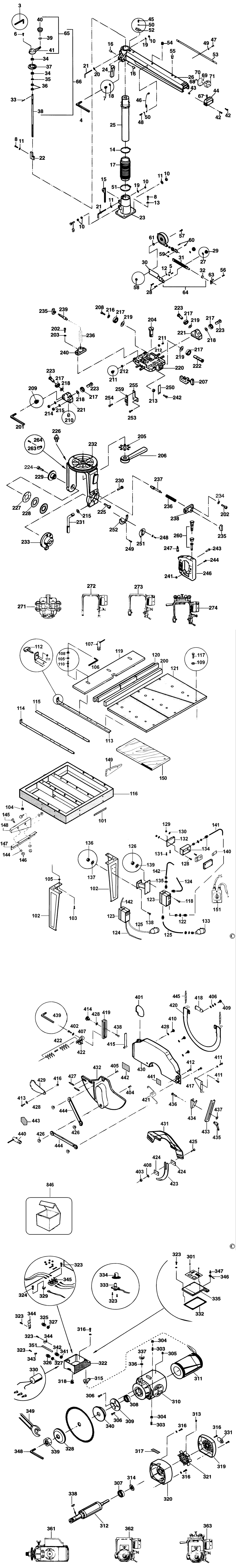 Elu RAS1603---G Type 1 Radial Arm Saw Spare Parts