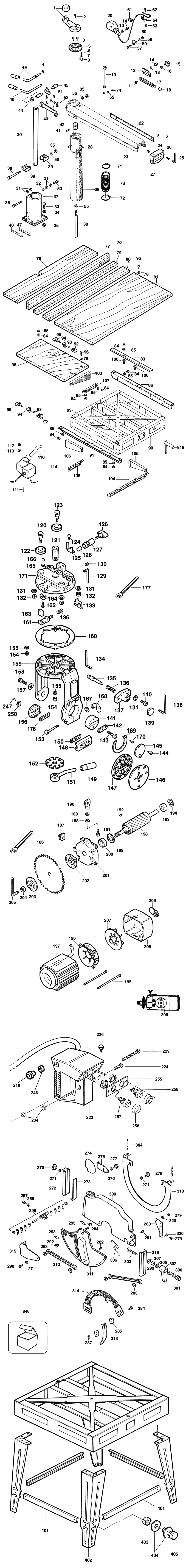 Elu RAS1753---B Type 1 Radial Arm Saw Spare Parts