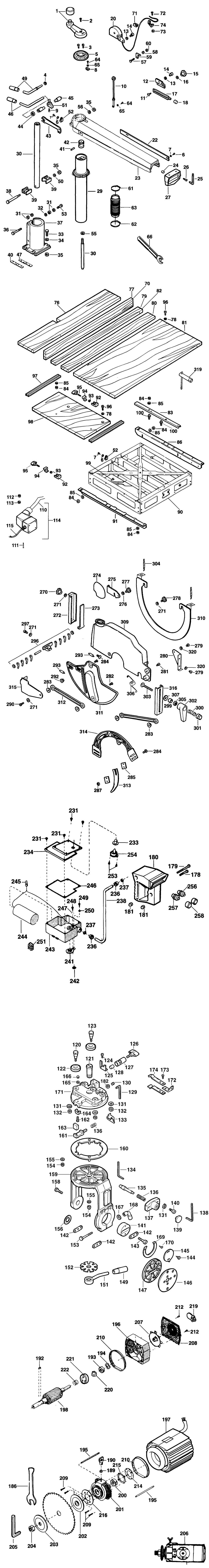 Elu RAS8001 Type 2 Radial Arm Saw Spare Parts