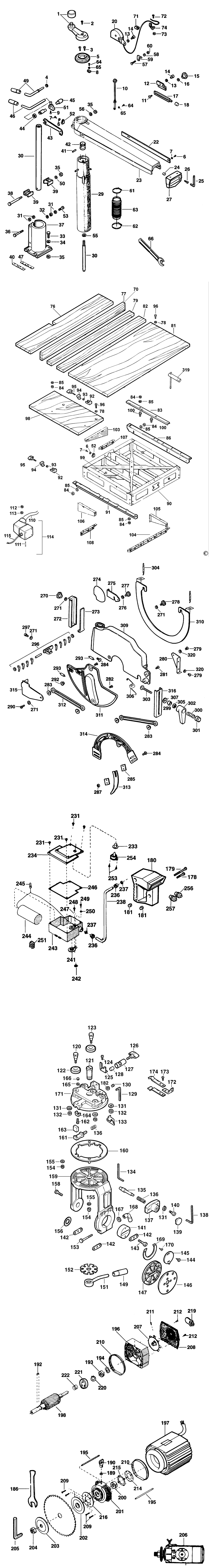 Elu RAS8101 Type 2 Radial Arm Saw Spare Parts
