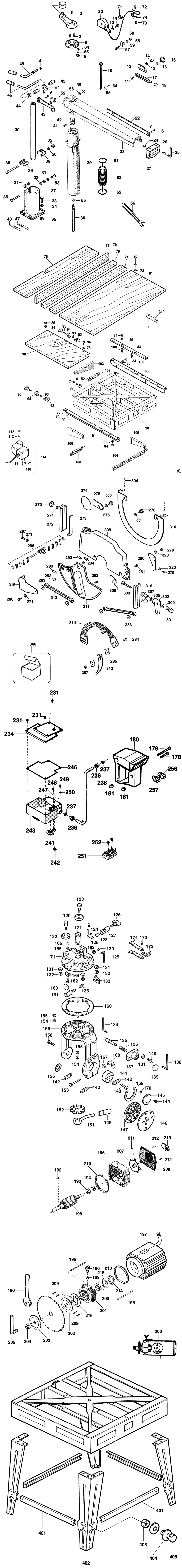 Elu RAS8103 Type 2 Radial Arm Saw Spare Parts