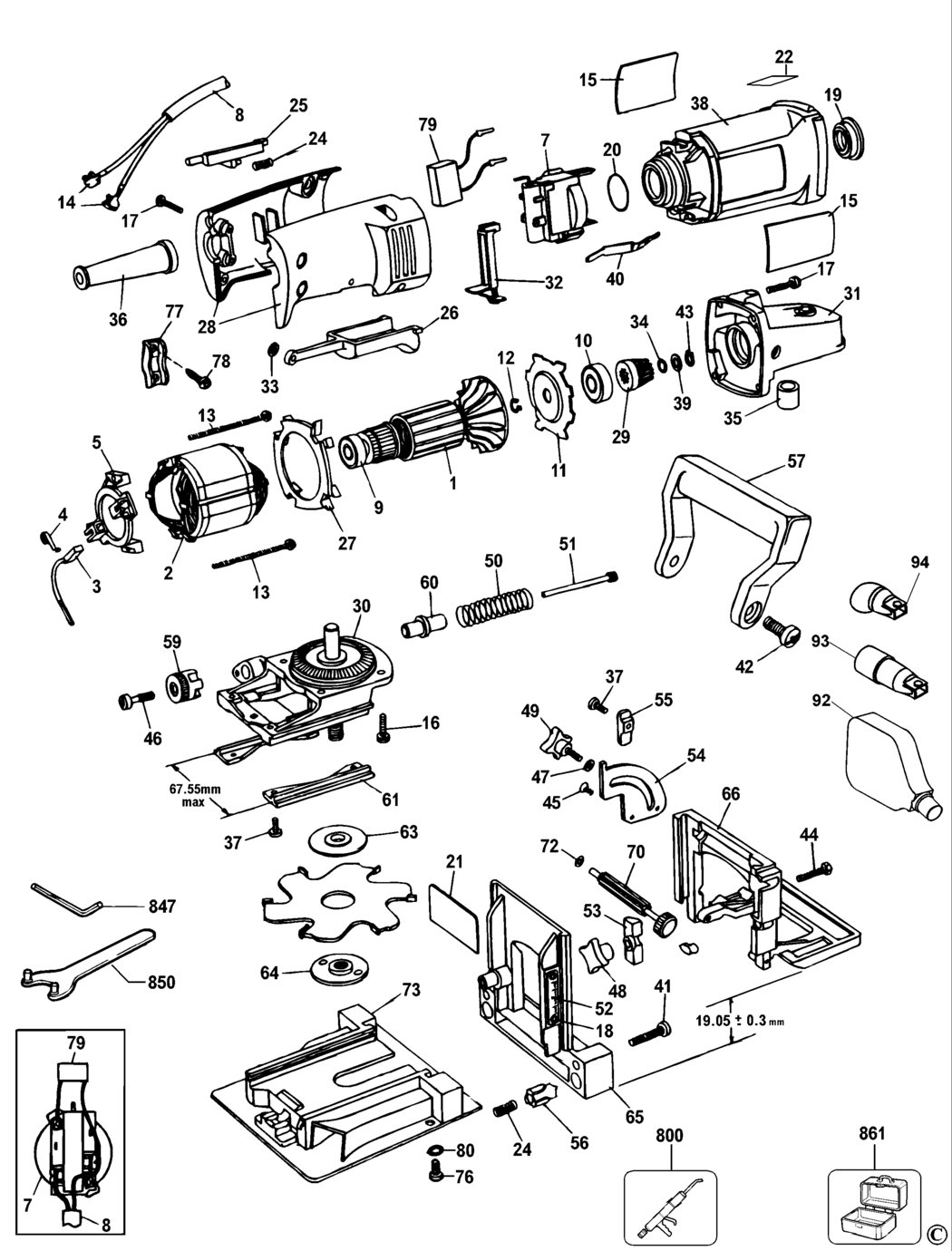 Elu MBR100 Type 1 Plate Joiner Spare Parts