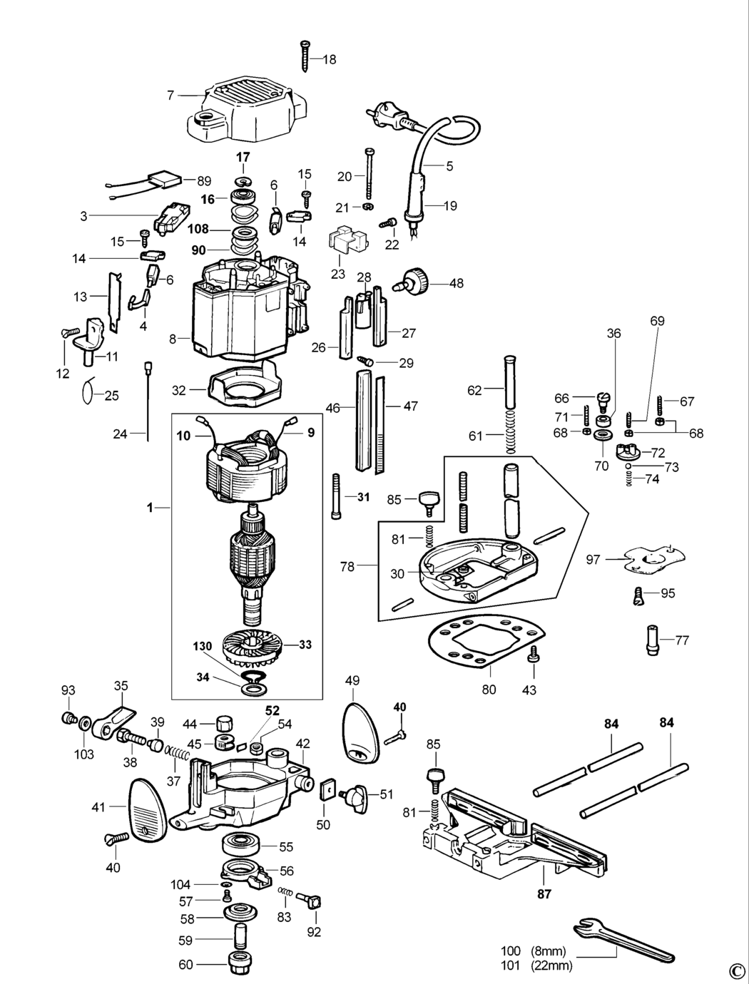 Elu MOF131 Type 3 Router Spare Parts