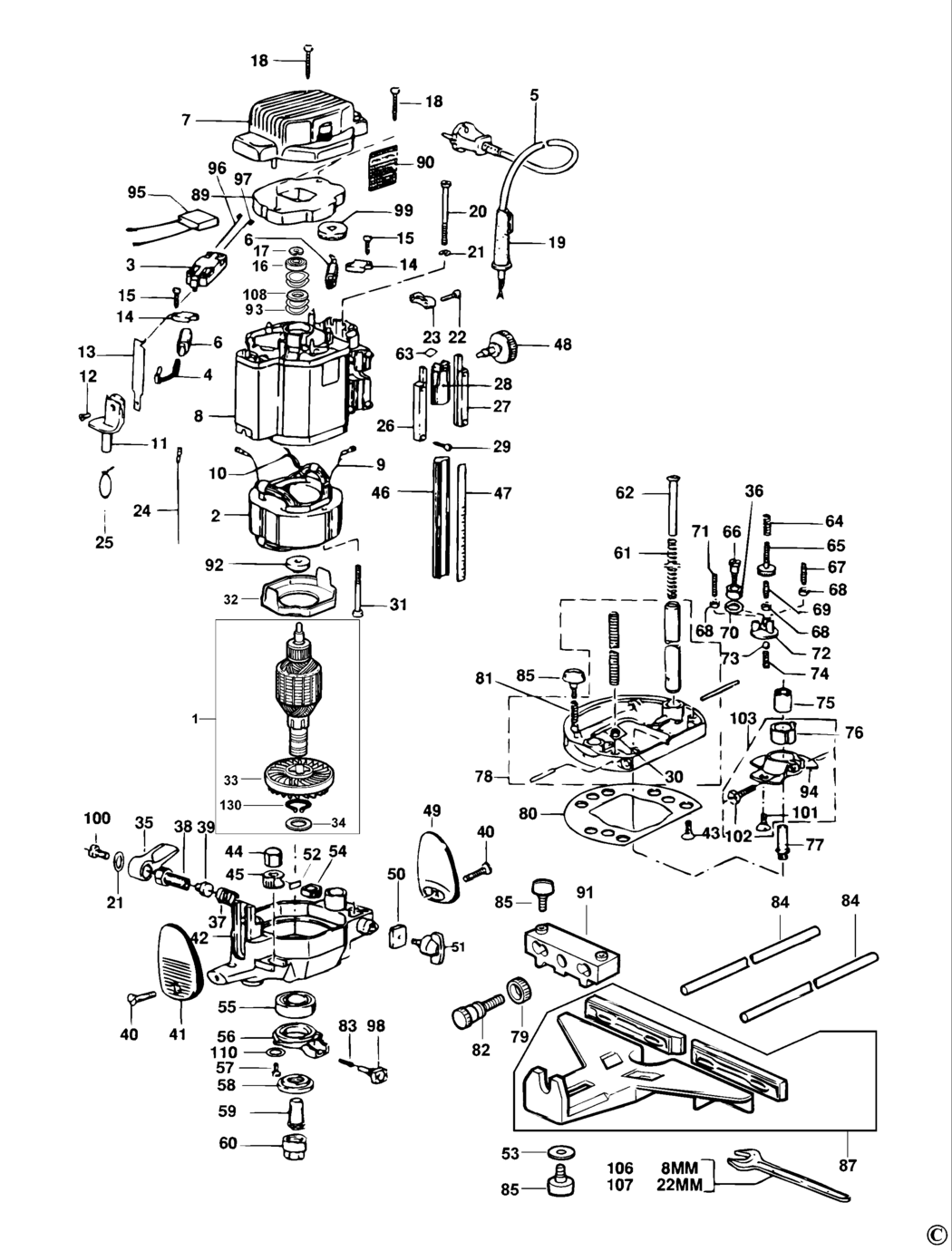 Elu MOF177E Type 2 Router Spare Parts