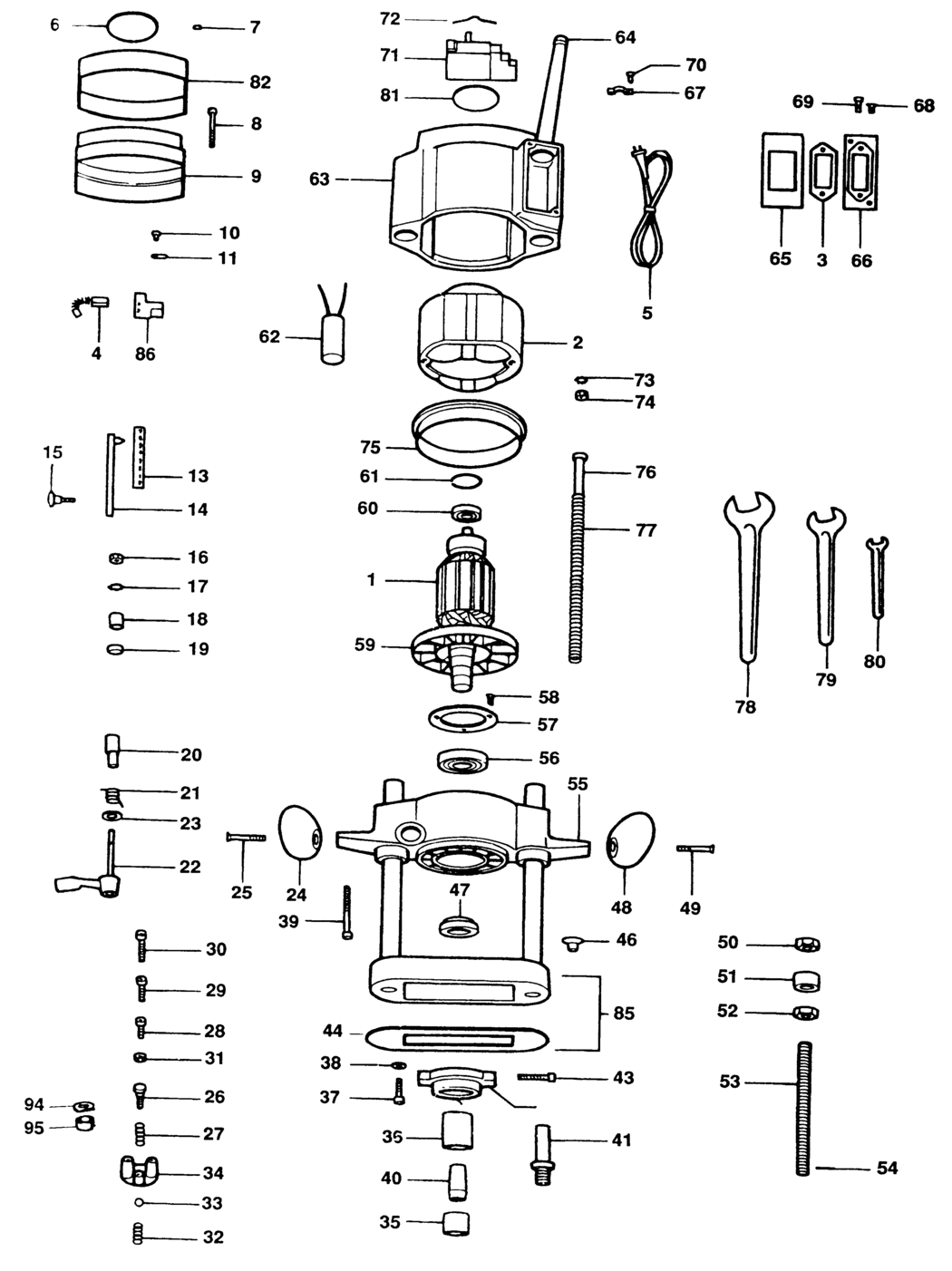 Elu MOF77 Type 1 Router Spare Parts