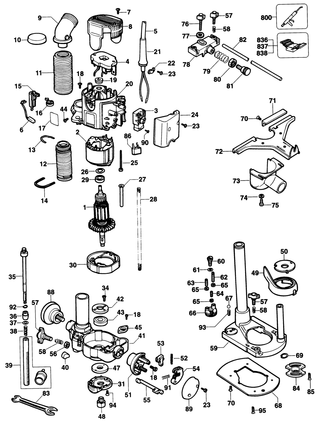 Elu OF97EK Type 1 Router Spare Parts