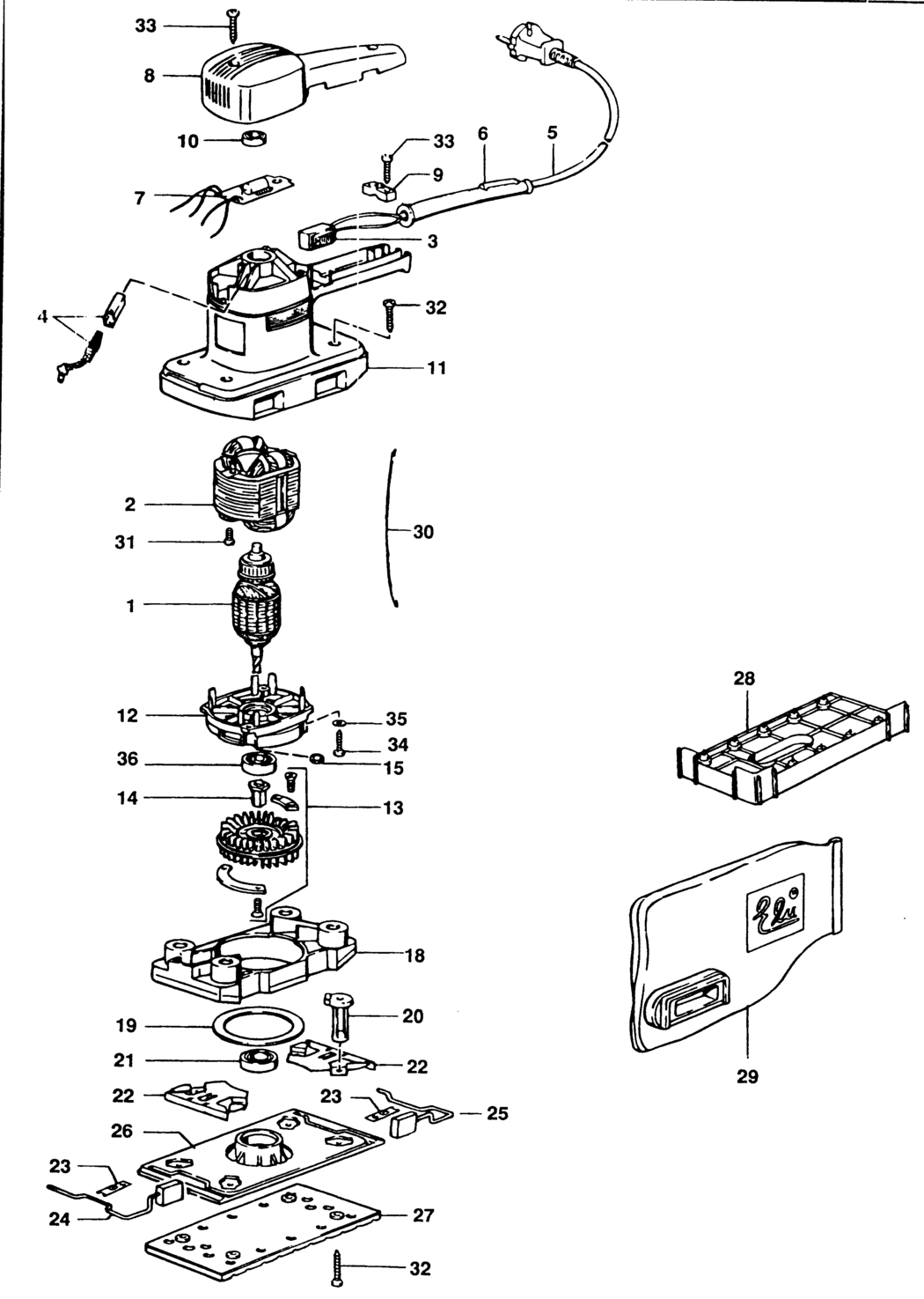 Elu MVS156 Type 1 Orbital Sander Spare Parts