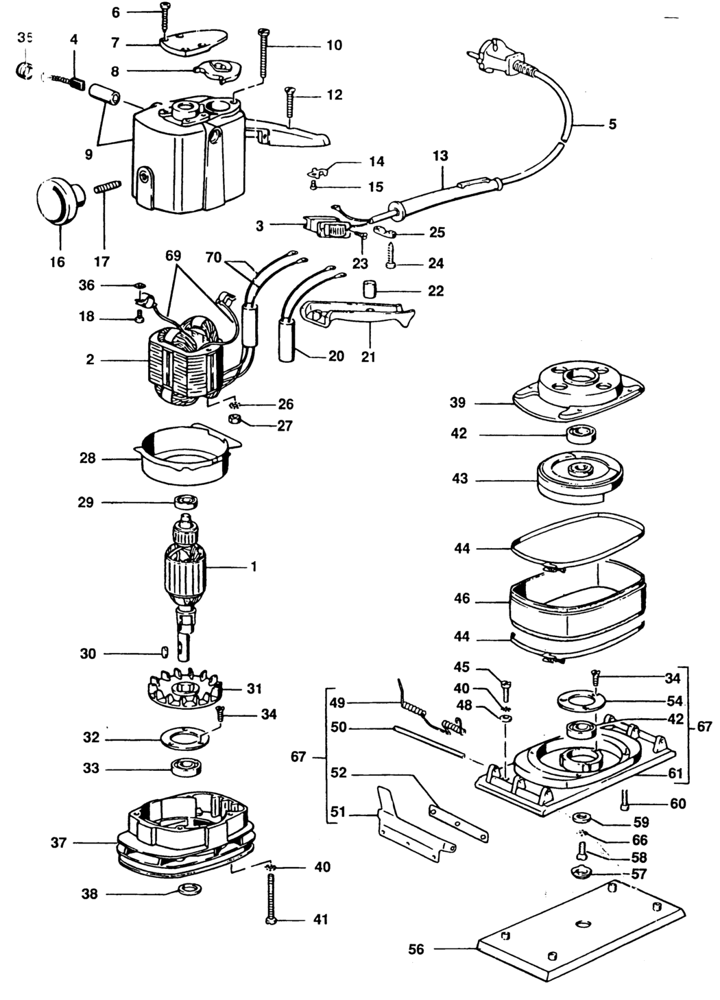 Elu MVS47 Type 1 Orbital Sander Spare Parts