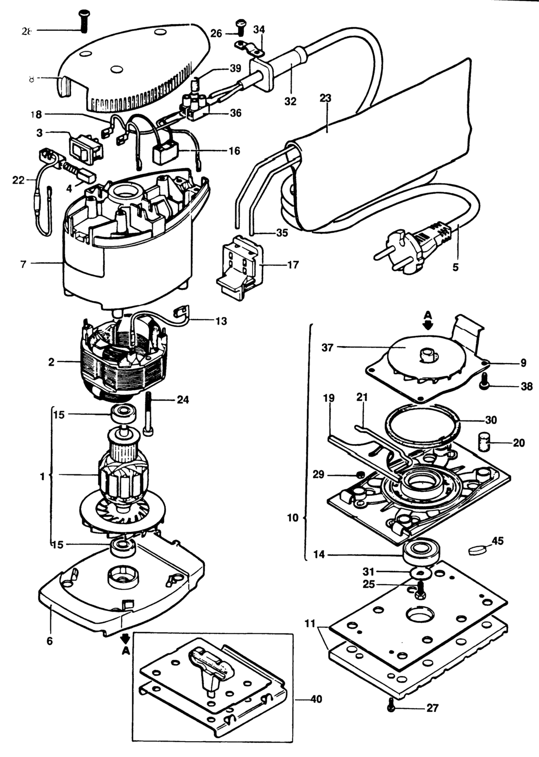 Elu MVS500 Type 1 Random Orbit Sander Spare Parts