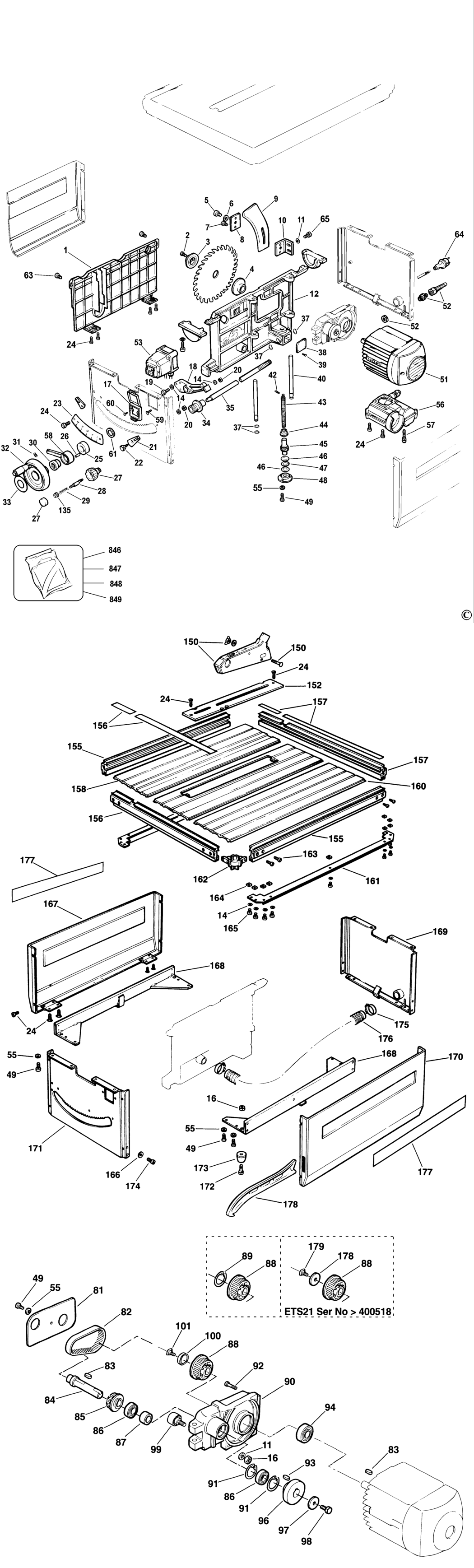 Elu ETS21 Type 1 Table Saw Spare Parts