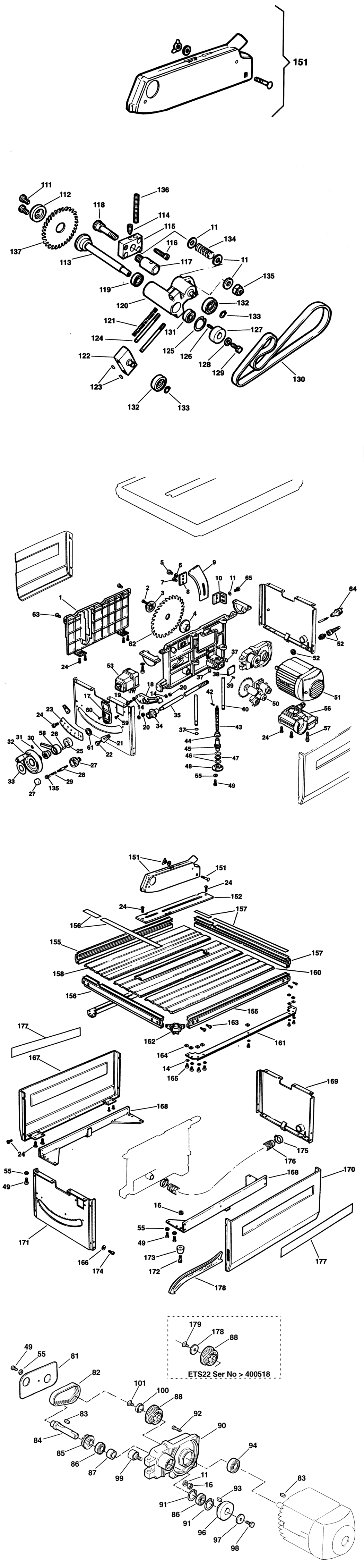 Elu ETS22 Type 1 Table Saw Spare Parts