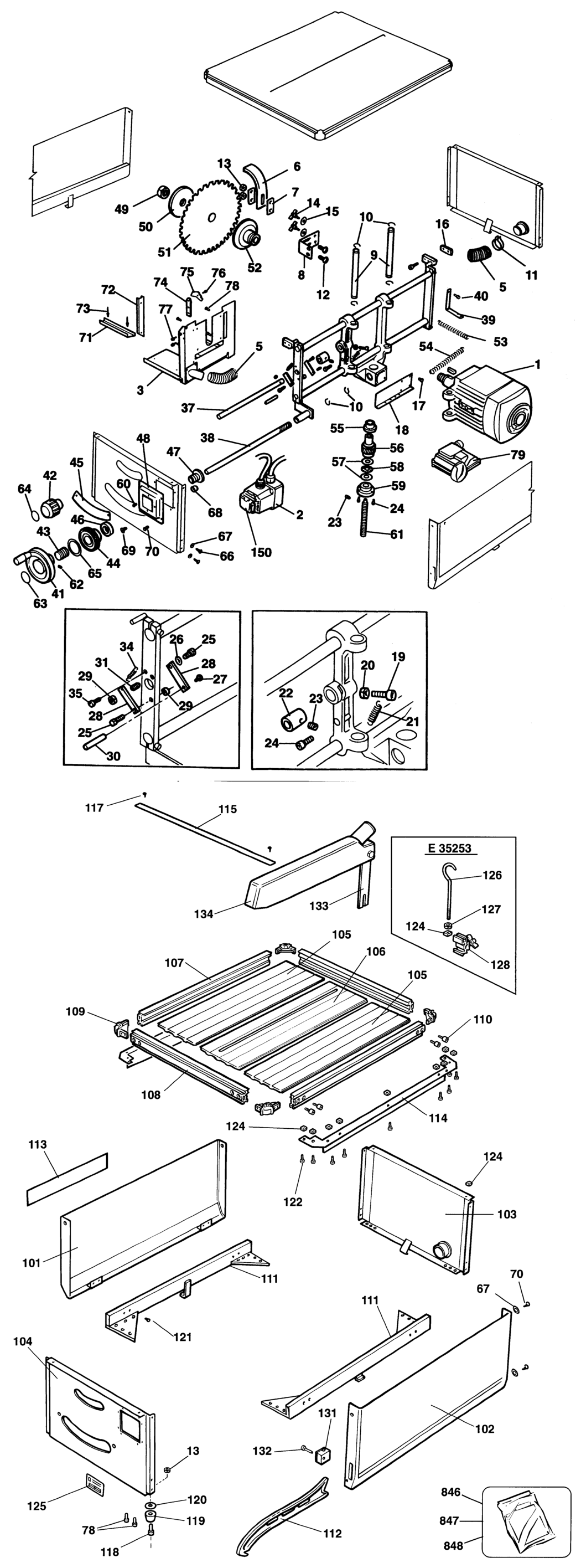 Elu ETS3001 Type 1 Table Saw Spare Parts