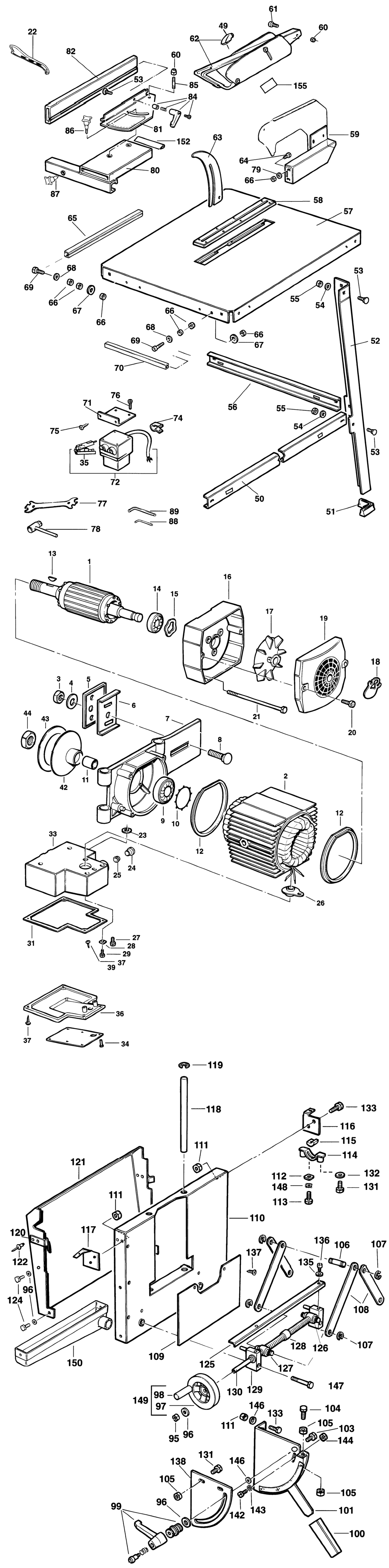 Elu ETS3153 Type 1 Site Saw Spare Parts