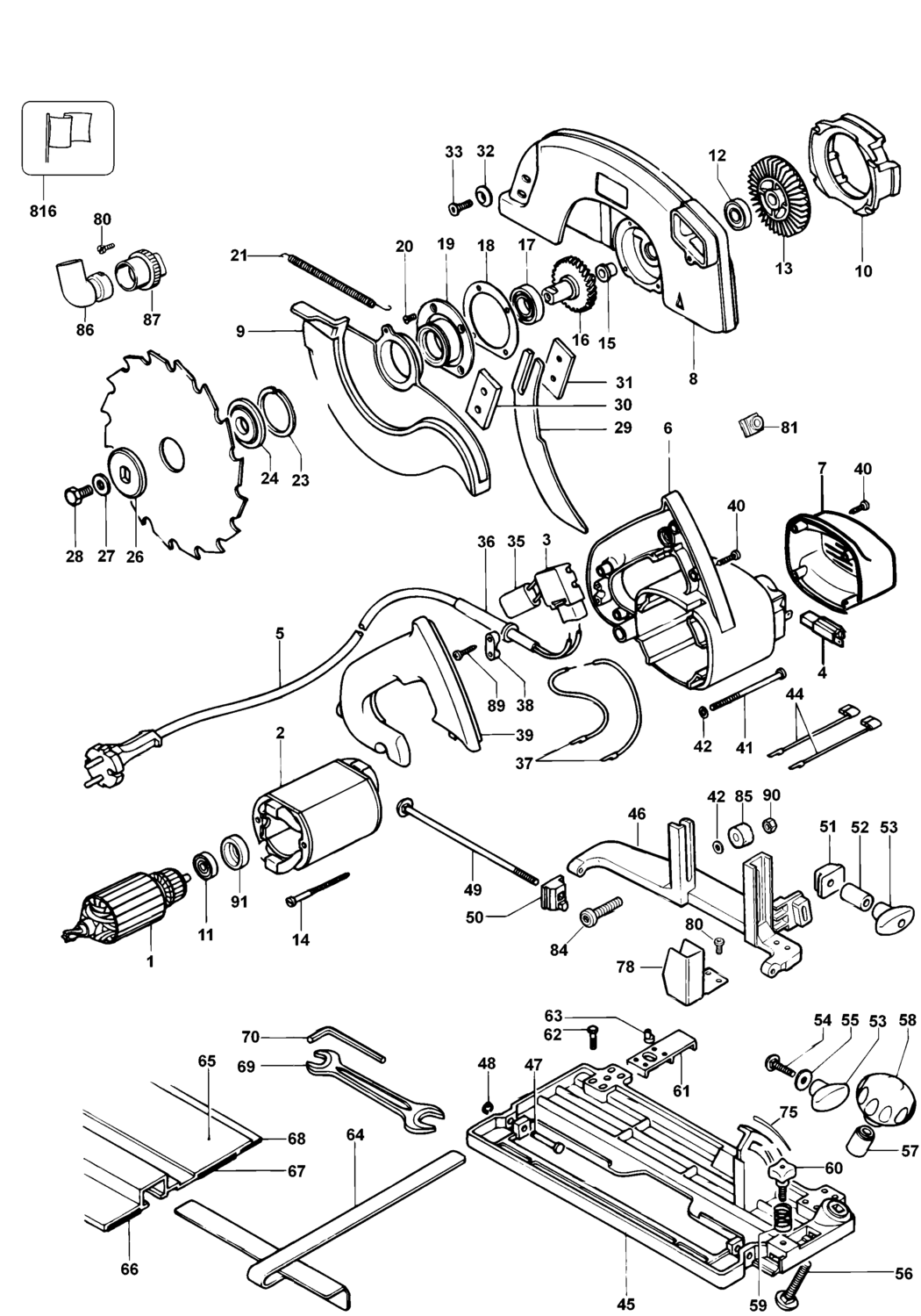 Elu MH165 Type 5 Circular Saw Spare Parts