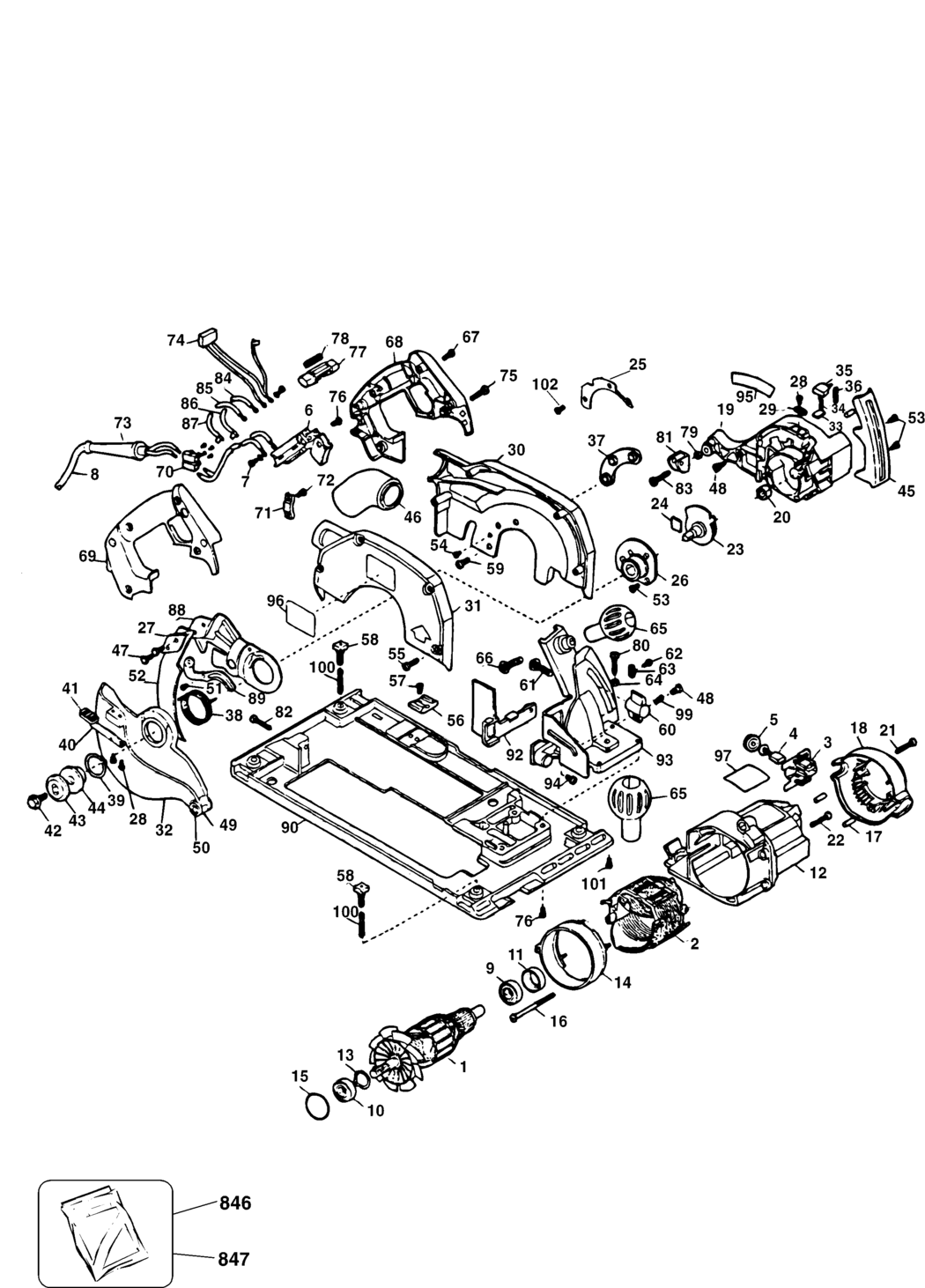 Elu MH265 Type 2 Circ. Saw Spare Parts