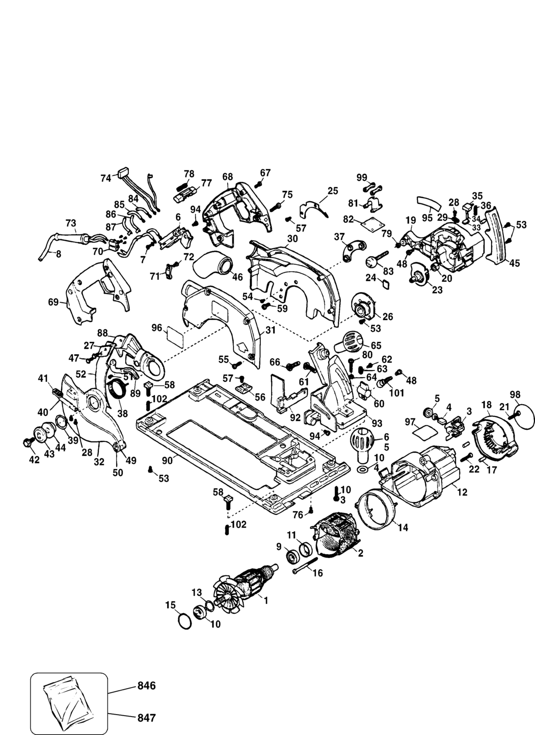 Elu MH286 Type 1 Circ. Saw Spare Parts