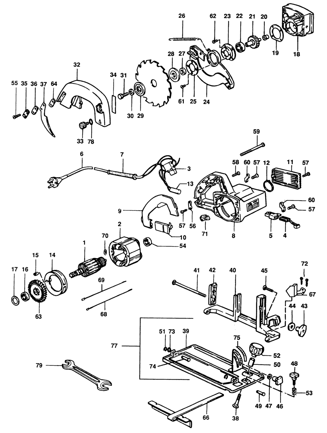 Elu MH65 Type 1 Circ. Saw Spare Parts