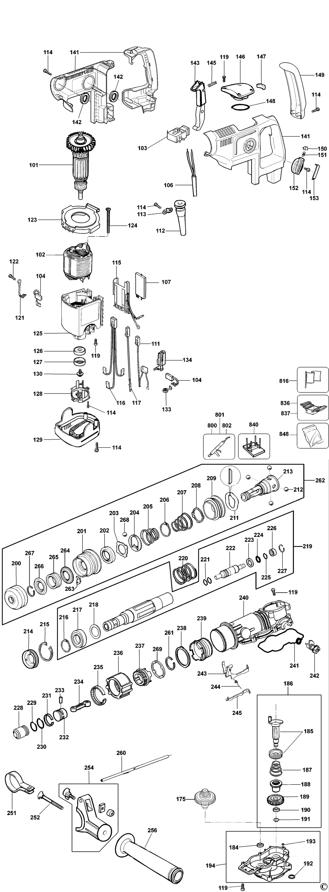 Elu BH35EK Type 1 Rotary Hammer Spare Parts