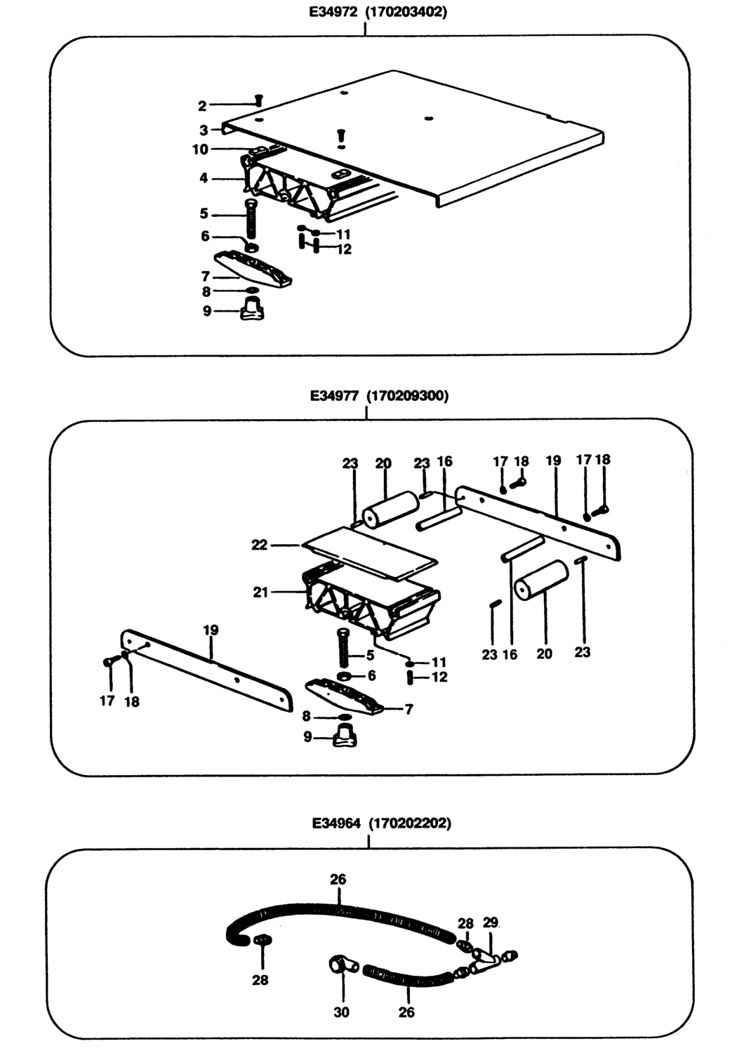 Elu E34972 Type 1 Extension Table Spare Parts