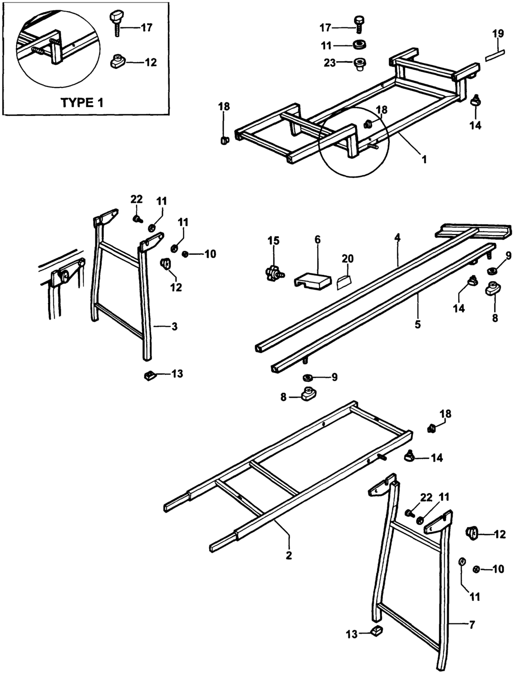 Elu EZ4000 Type 1 Extension Table Spare Parts