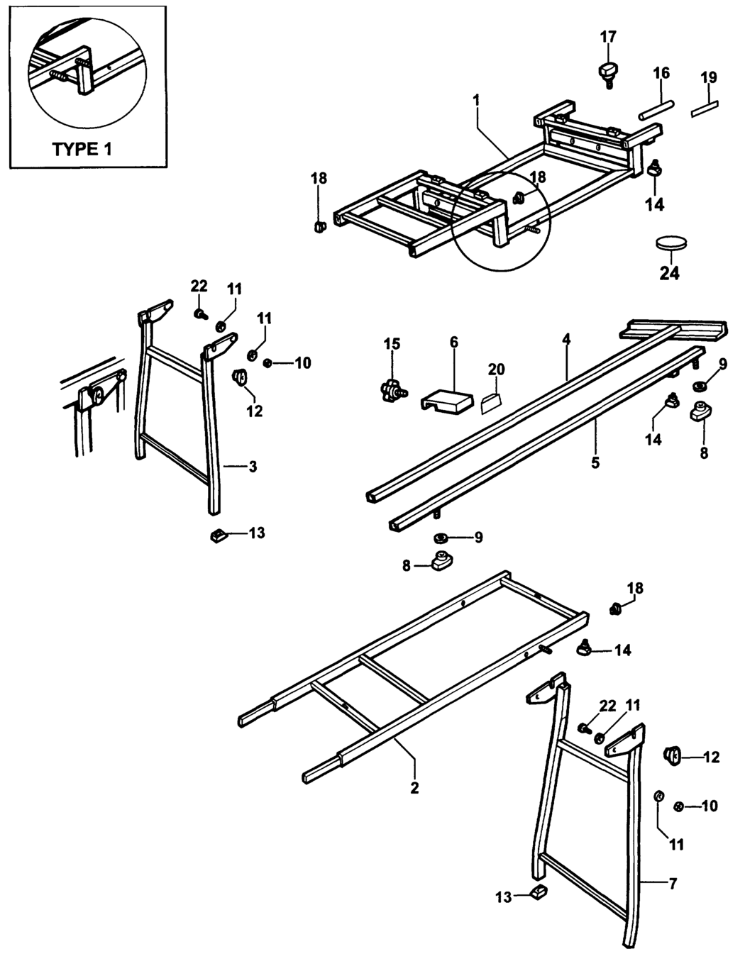 Elu EZ4888 Type 1 Extension Table Spare Parts