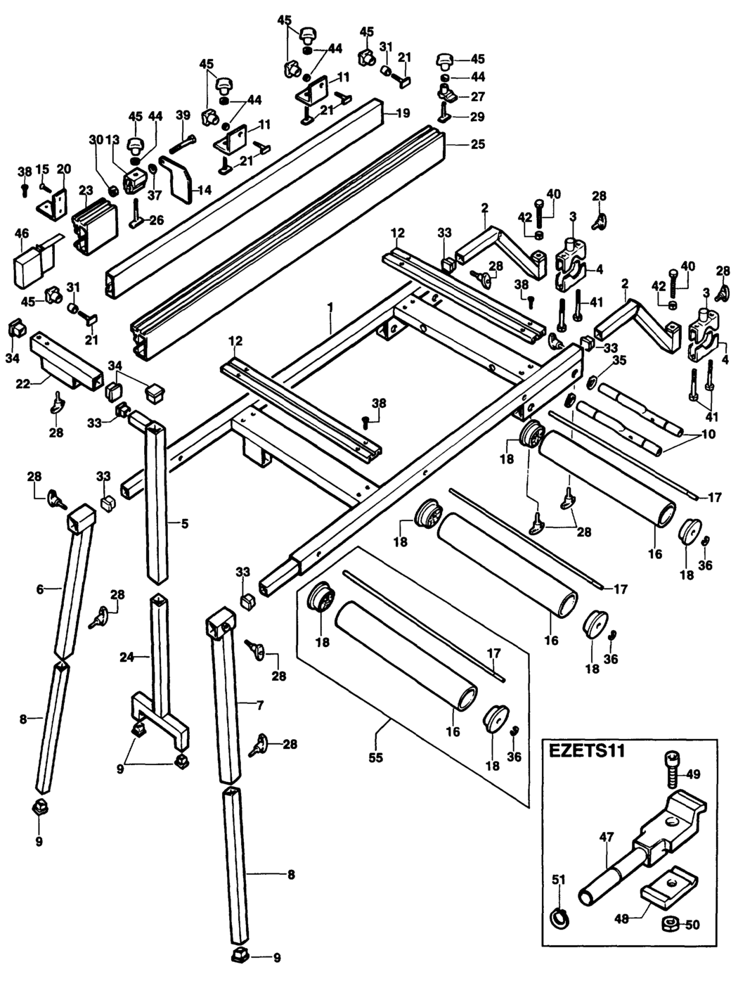 Elu EZTGS11 Type 1 Roller Table Spare Parts