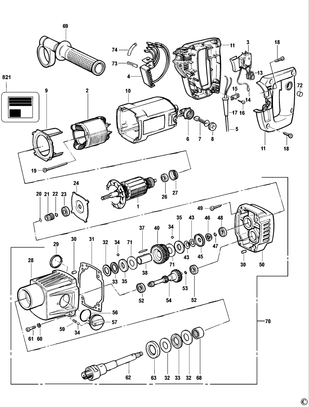 Elu DB10EK Type 1 Diamond Drill Spare Parts