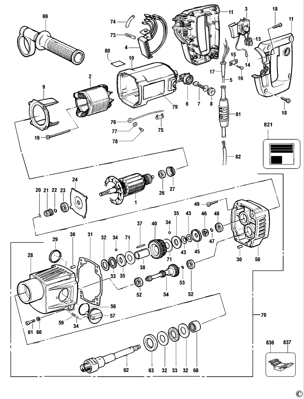 Elu DB11EK Type 1 Diamond Drill Spare Parts