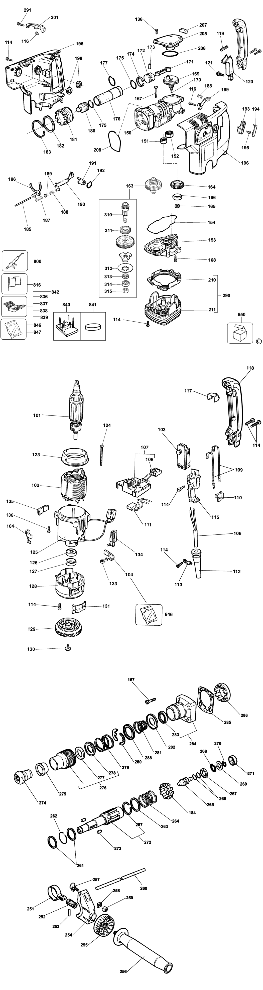 Elu BH40 Type 1 Hammer Drill Spare Parts