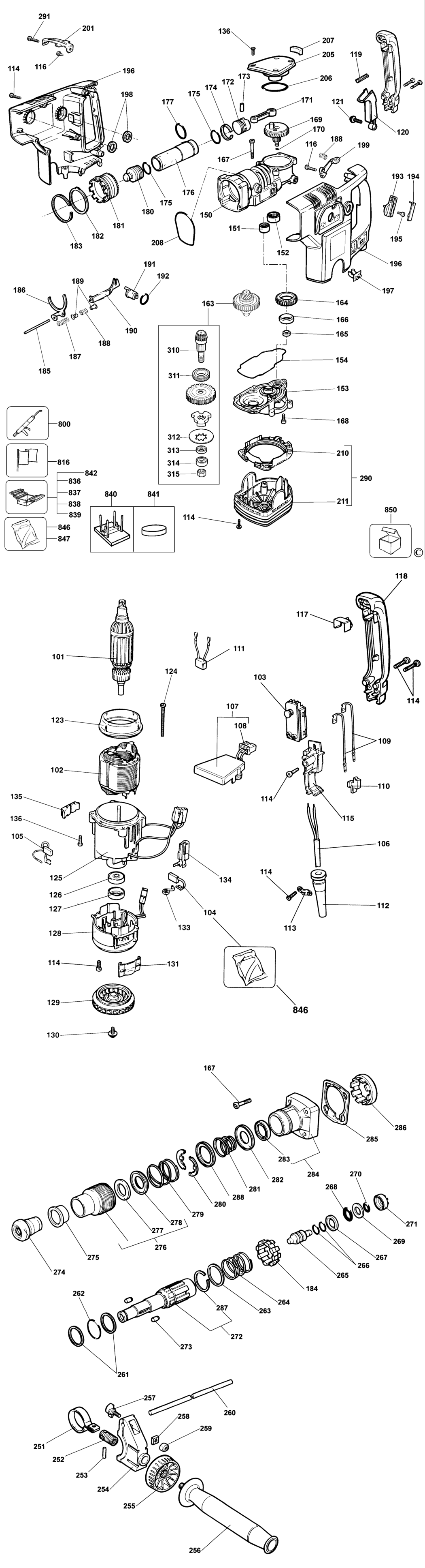 Elu BH40E Type 1 Hammer Drill Spare Parts