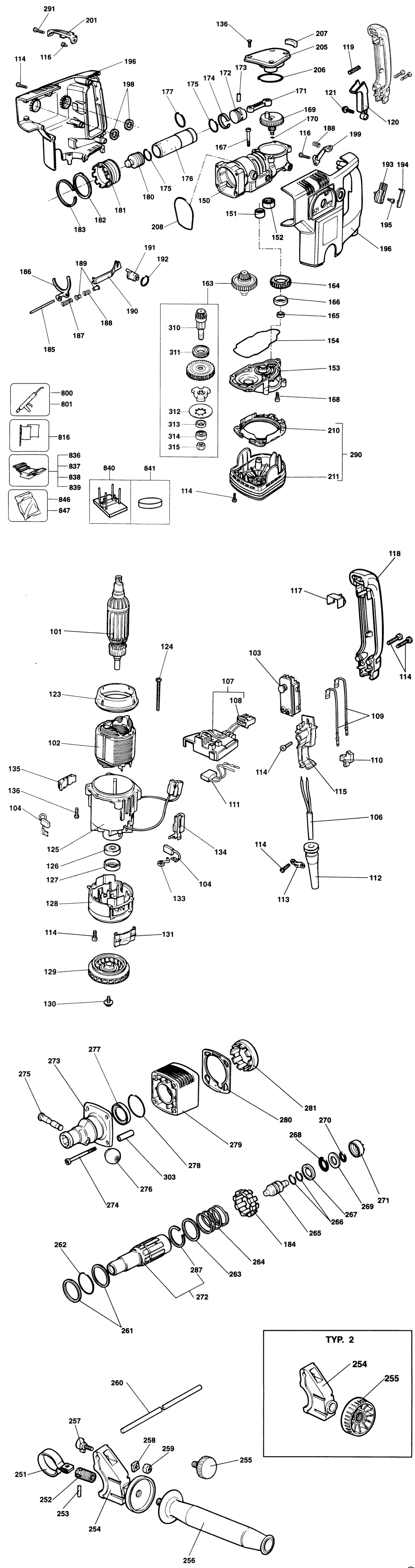 Elu BH41 Type 1 Hammer Drill Spare Parts