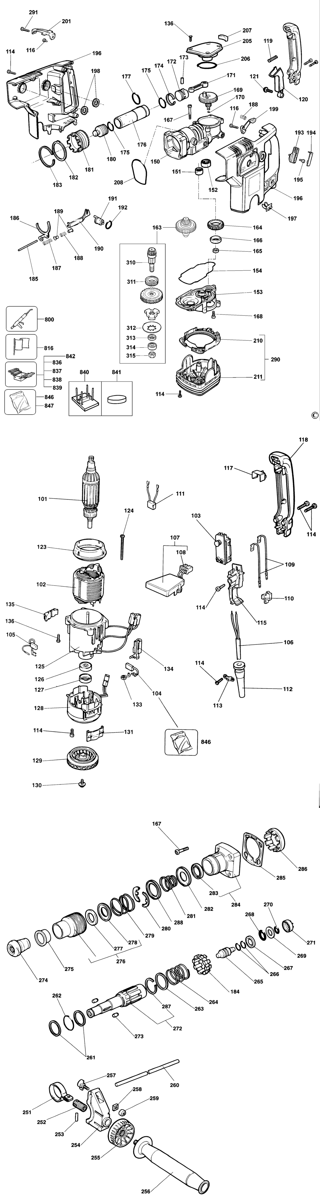 Elu BH45E Type 1 Hammer Drill Spare Parts