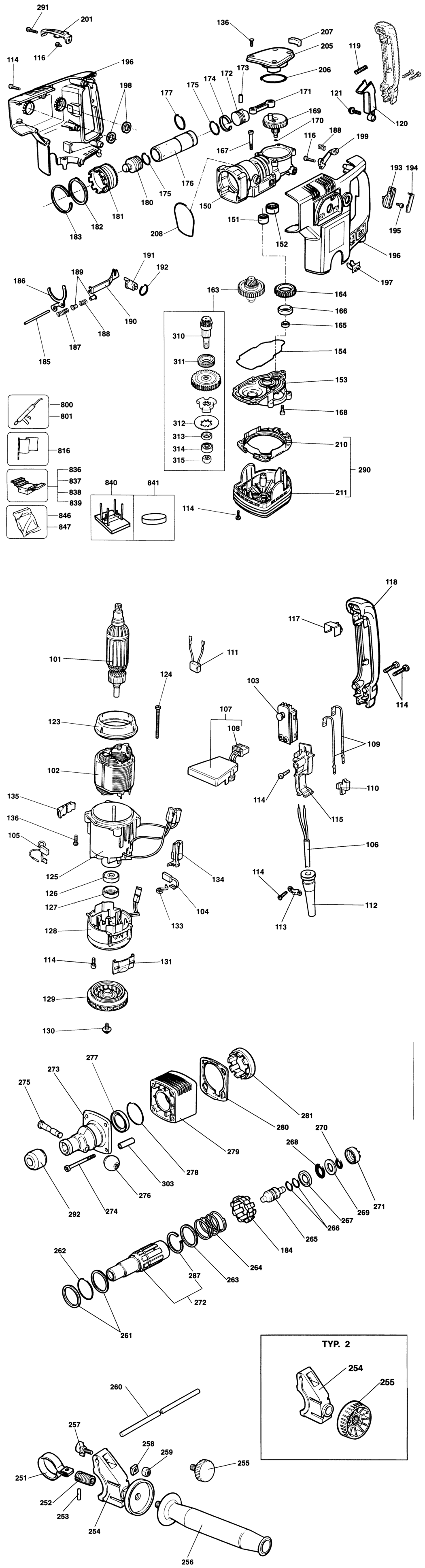 Elu BH46E Type 1 Hammer Drill Spare Parts