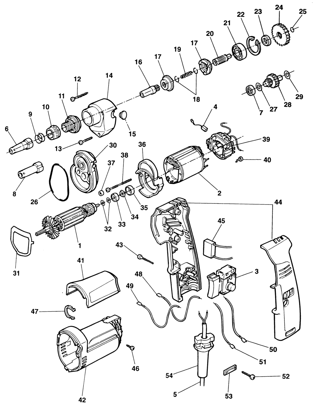 Elu ESD707 Type 1 Screwdriver Spare Parts