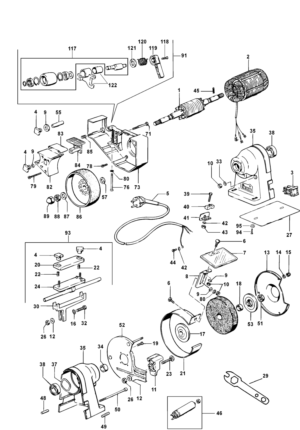 Elu MWA159 Type 1 Bench Grinder Spare Parts