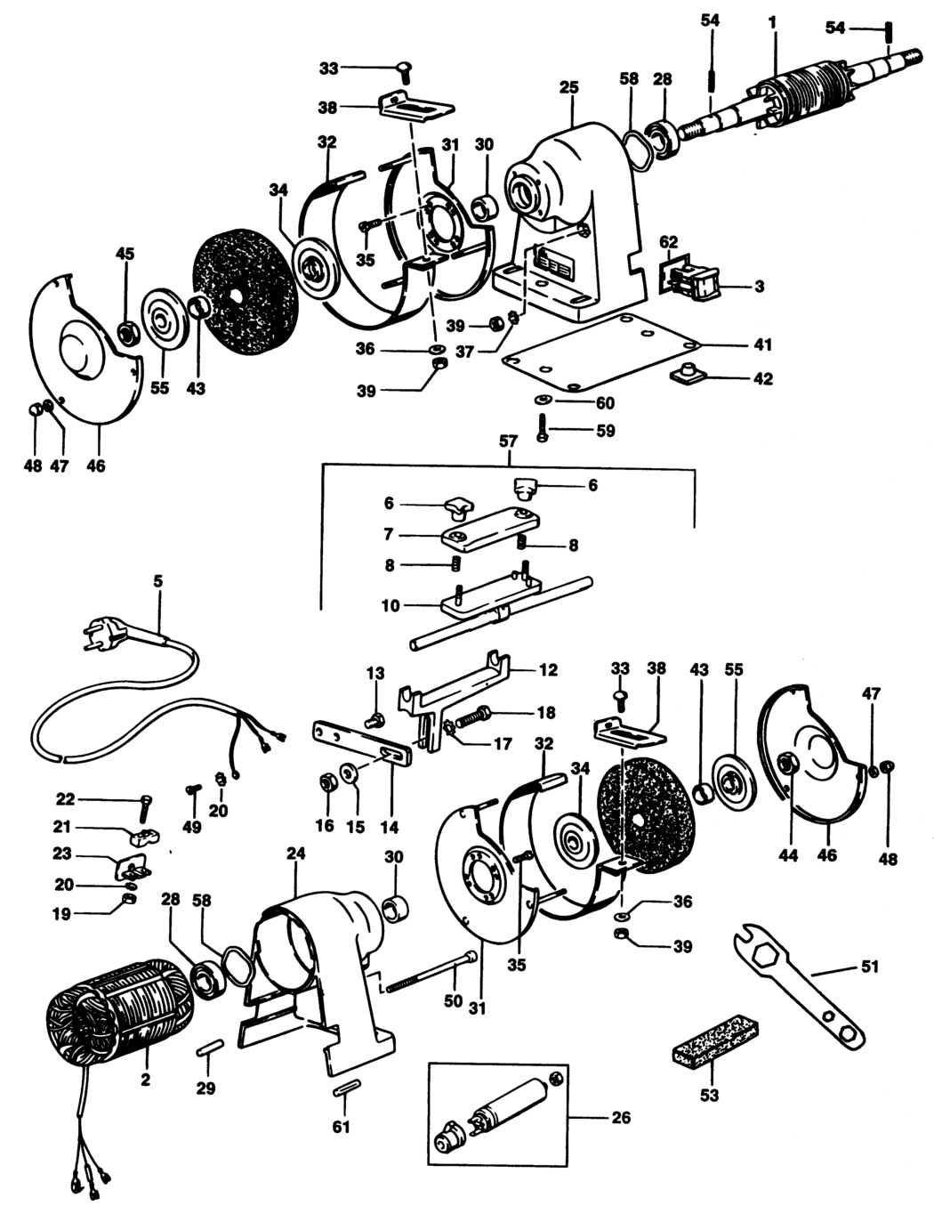 Elu MWA57 Type 1 Bench Grinder Spare Parts