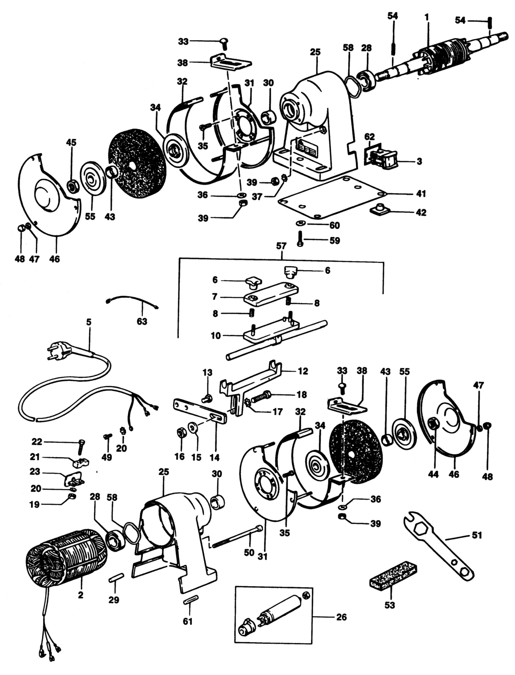 Elu MWA57 Type 3 Bench Grinder Spare Parts