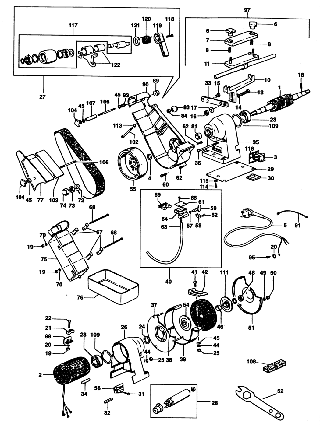 Elu MWA61W Type 1 Bench Grinder Spare Parts