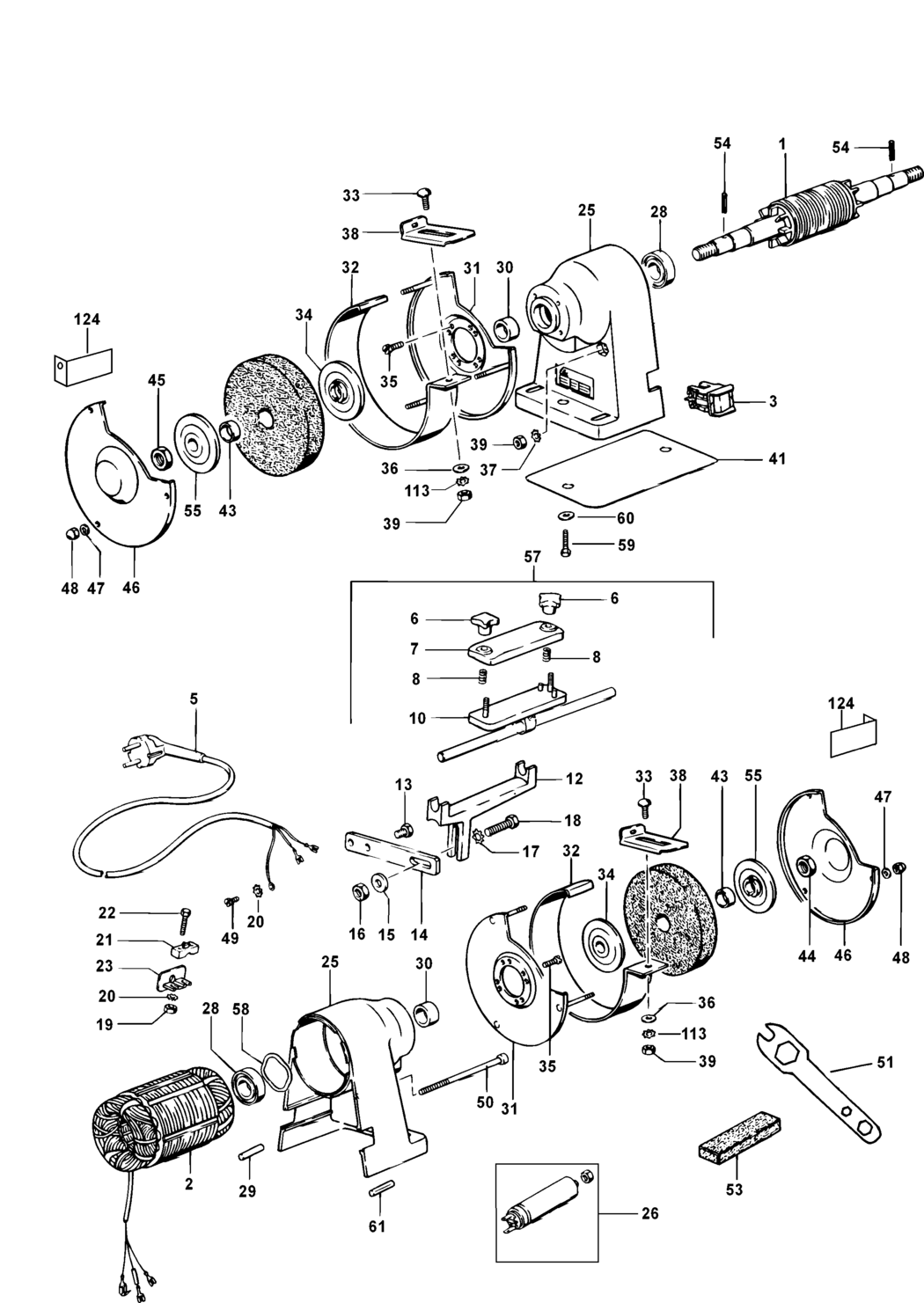 Elu MWA67 Type 1 Bench Grinder Spare Parts