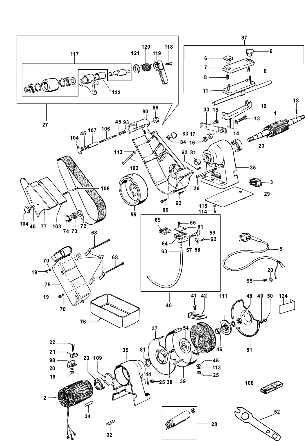 Elu MWA71 Type 1 Bench Grinder Spare Parts