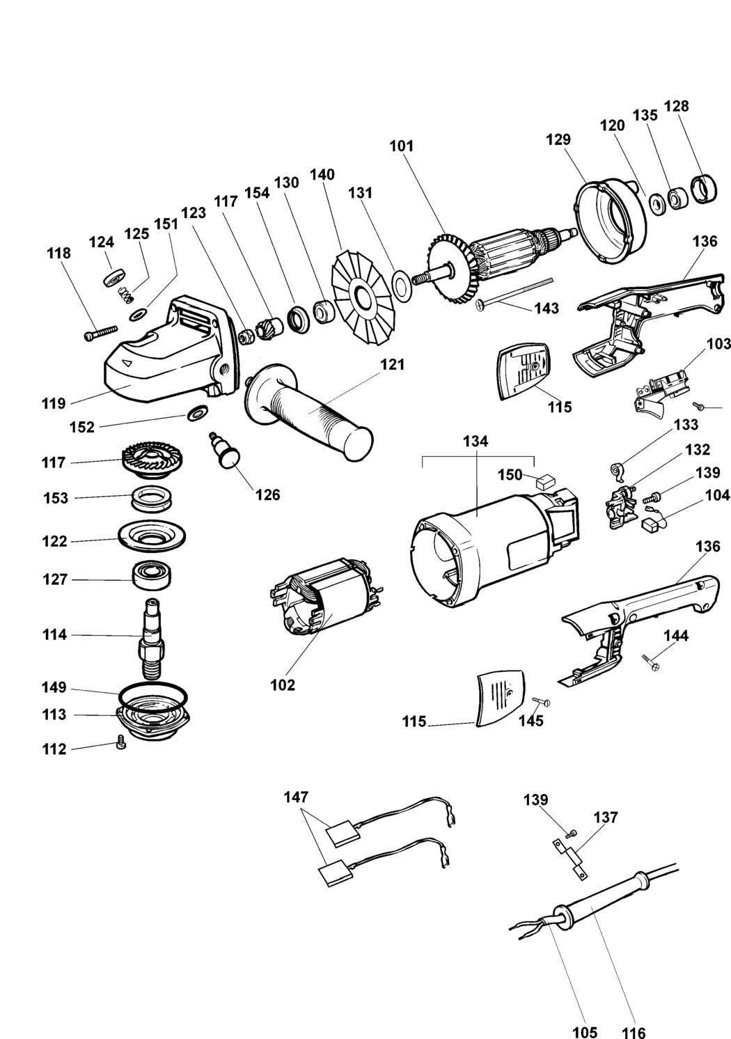 Elu SA18 Type 1 Sander/grinder Spare Parts